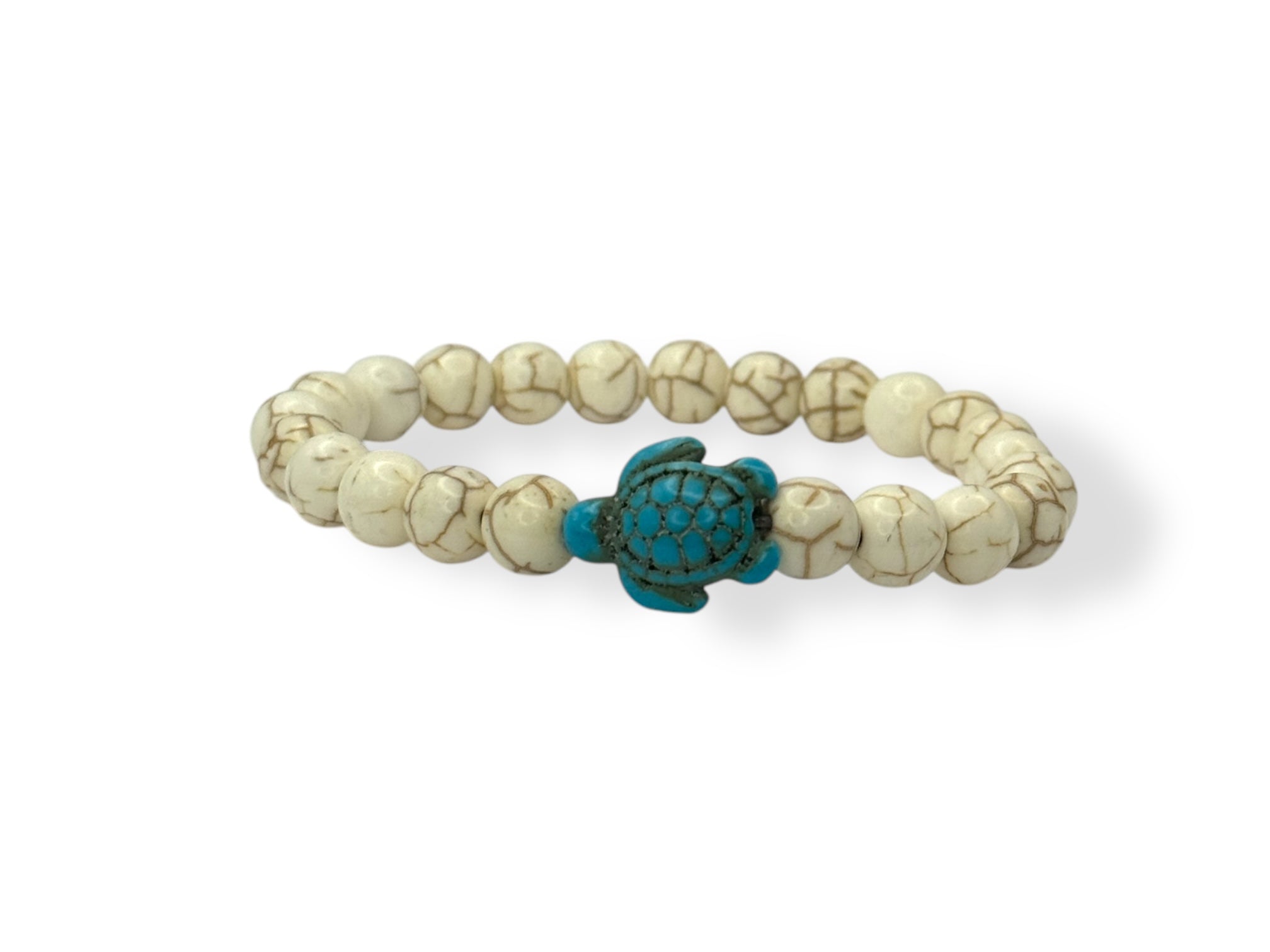 wit dames armband met blauw schildpadje 