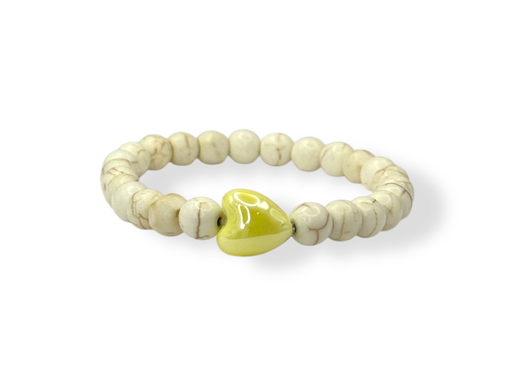 wit dames armband met geel hartje 