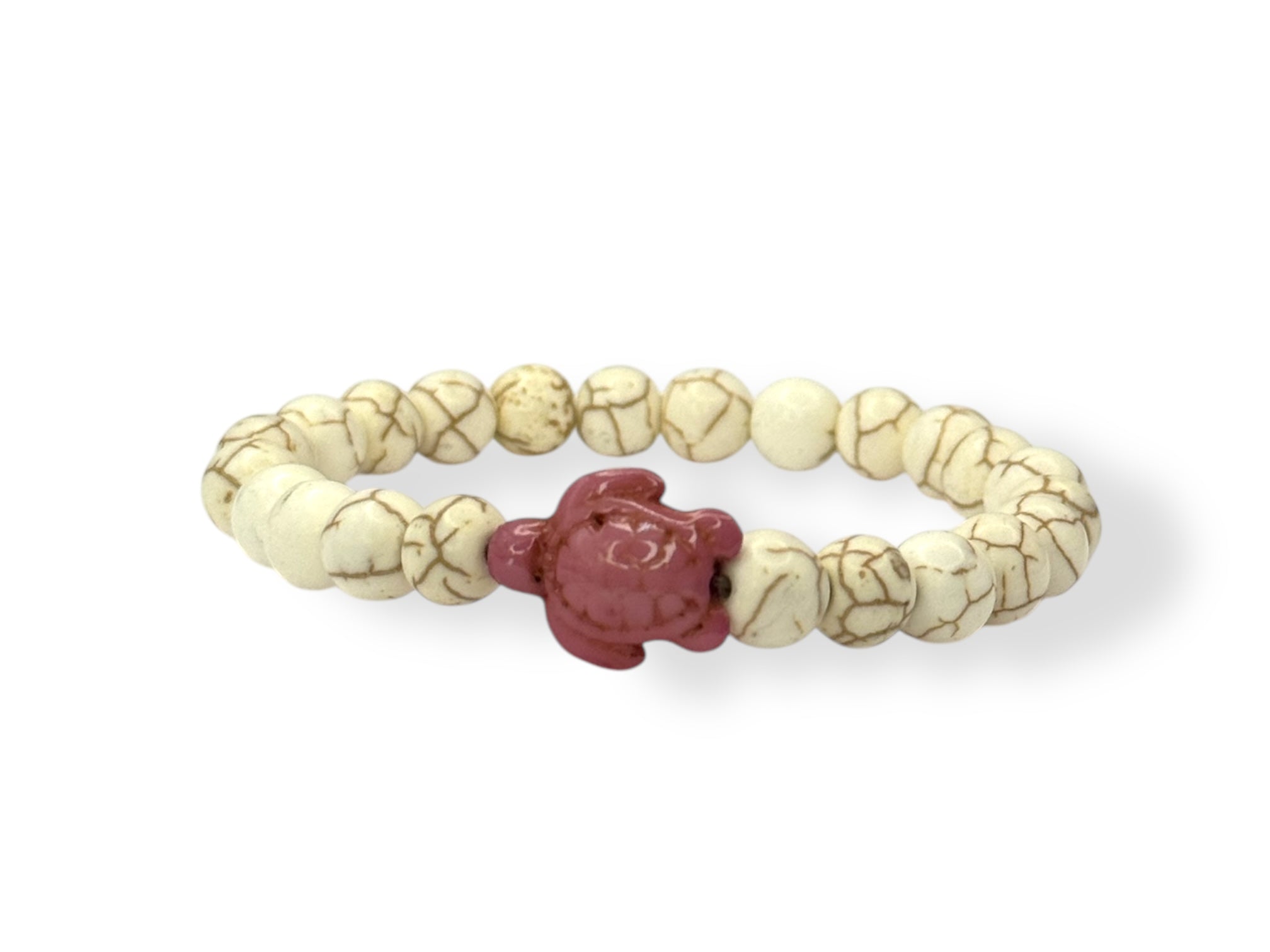 wit armband met paars schildpadje 