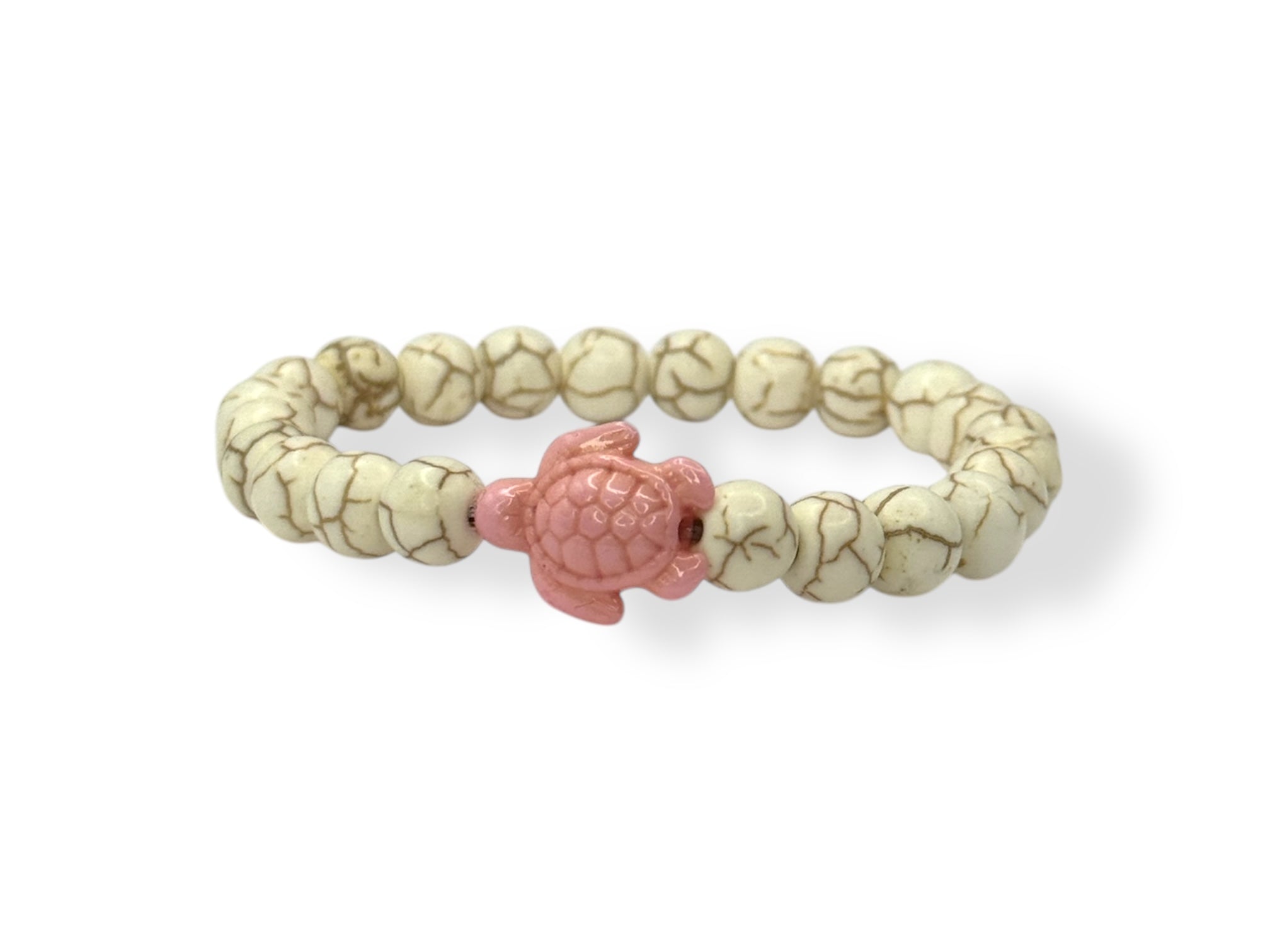 wit armband met roze schildpadje 