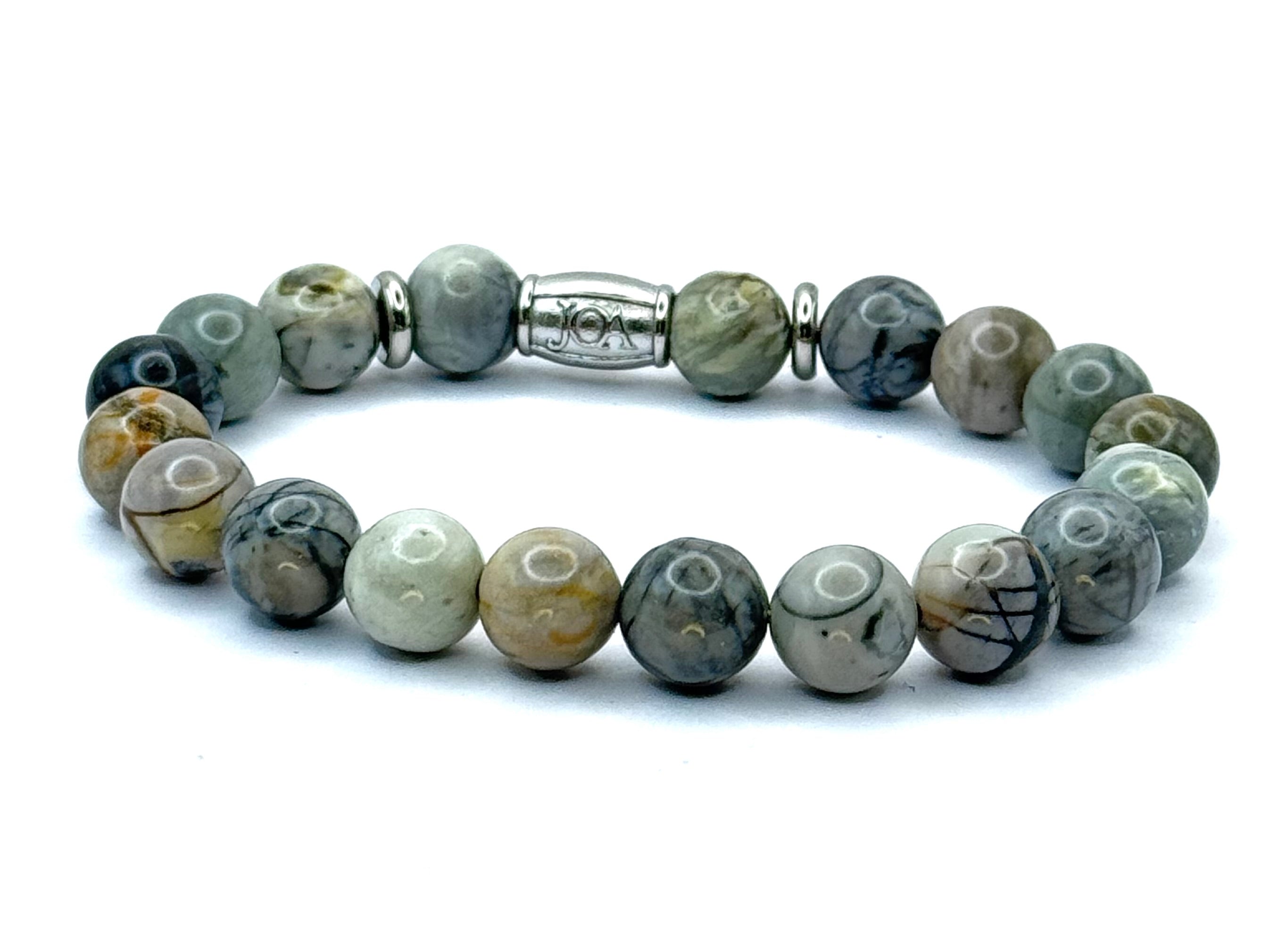 zwarte jaspis edelsteen armband zilver 10mm